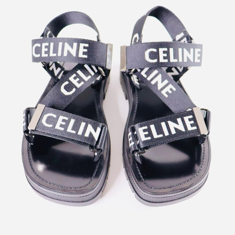 AUTHENTIC CELINE LEO STRAPPY SANDAL WITH CELINE JACQUARD